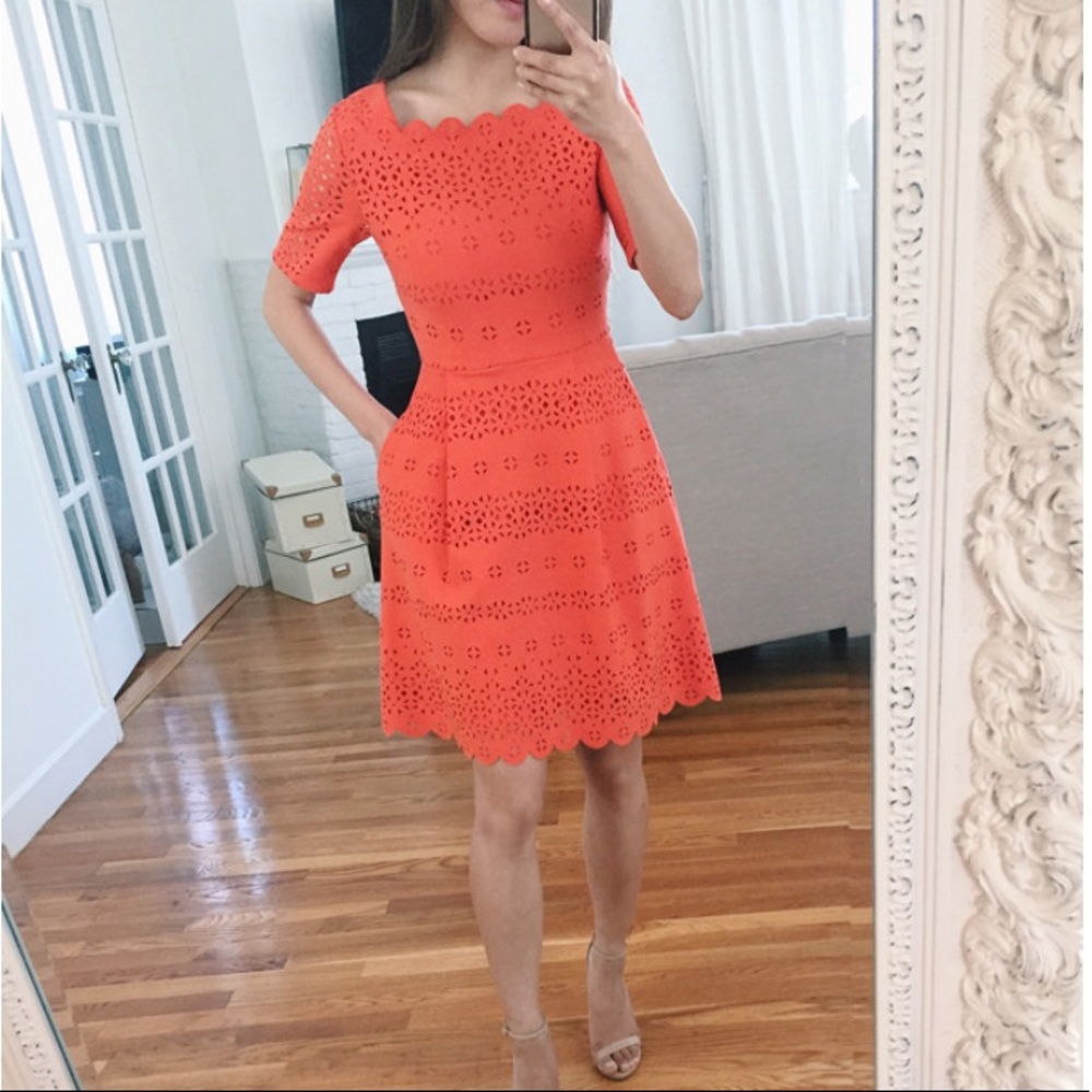 Banana Republic Orange Scalloped Dress